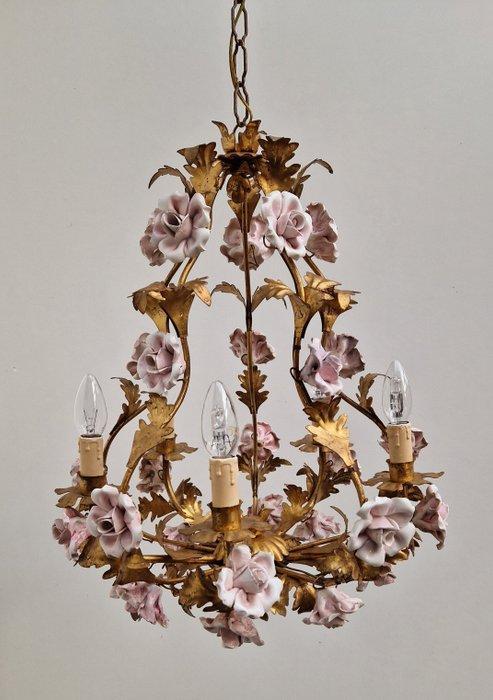 Grote Bladgoud vergulde kostbare Chandelier met Bloemen -, Antiek en Kunst, Curiosa en Brocante