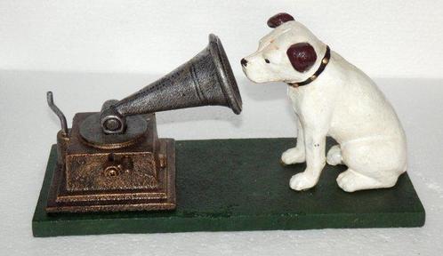 Gietijzeren HMV His Masters Voice Dog and Record, Antiek en Kunst, Curiosa en Brocante