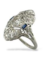 Bague - 18 carats Or blanc, Bague Art Déco en or blanc 18, Nieuw