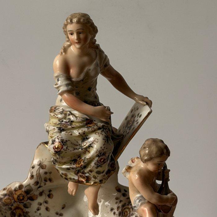 Volkstedt Thuringe - Beeldje - lallégorie de la musique -, Antiquités & Art, Antiquités | Verre & Cristal