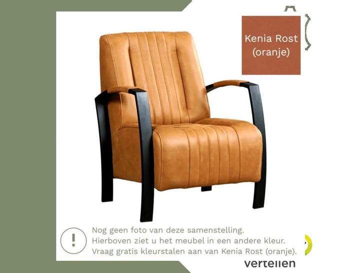Leren fauteuil Glamour - Kenia Rost (oranje), Huis en Inrichting, Fauteuils, 50 tot 75 cm, 75 tot 100 cm, Nieuw, Leer, Ophalen of Verzenden