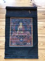 Antieke Tibetaanse thangka Boeddha Qing-dynastie inscriptie, Antiek en Kunst