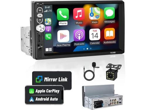 Veiling - Hikity 1Din CarPlay Autoradio Android voor auto me, Auto diversen, Autoradio's, Gebruikt