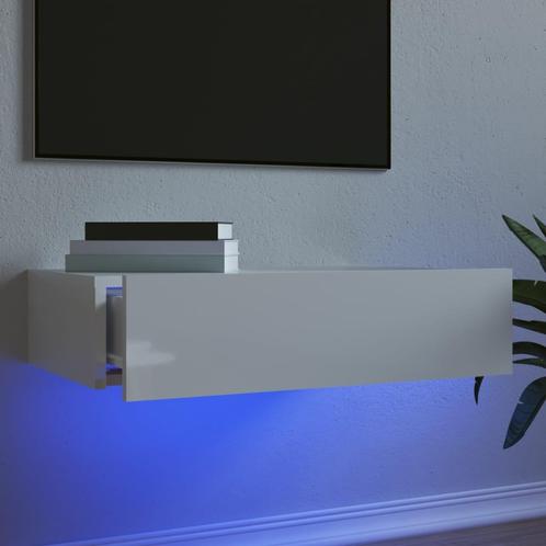 vidaXL Meuble TV avec éclairage LED blanc brillant, Maison & Meubles, Armoires | Mobilier de télévision, Neuf, Envoi