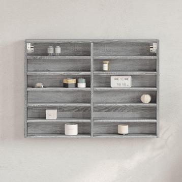 vidaXL Vitrinekast 80x8,5x58 cm bewerkt hout grijs sonoma, Verzenden