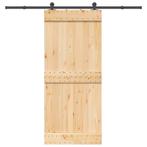 vidaXL Schuifdeur met beslag 90x210 cm massief grenenhout, Doe-het-zelf en Bouw, Deuren en Vliegenramen, Verzenden, Nieuw