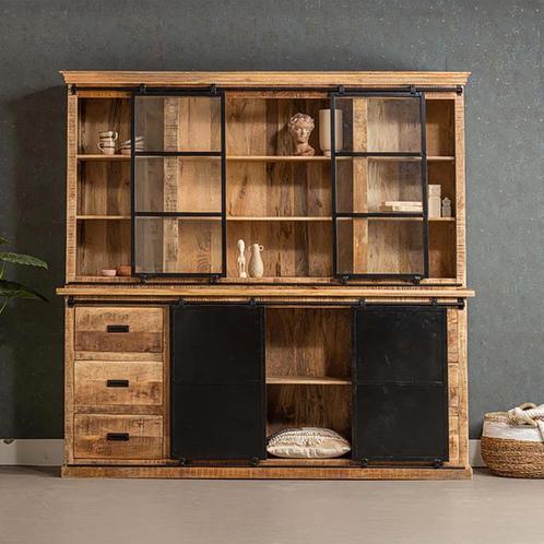 Buffetkast Mangohout Milan 220 Recht, Huis en Inrichting, Kasten | Buffetkasten, 25 tot 50 cm, Nieuw, Overige houtsoorten, 200 cm of meer