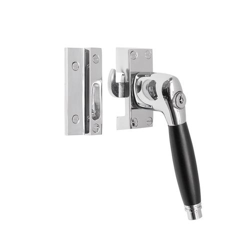 Raamsluiting nikkel met slot Deco rechts, Doe-het-zelf en Bouw, Hang- en Sluitwerk, Schuif of Grendel, Nieuw, Koper of Messing