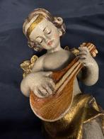 Beeld, Gepolychromeerde engel - 32 cm - Hout