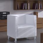 vidaXL Fauteuil cube blanc simili cuir, Verzenden, Neuf