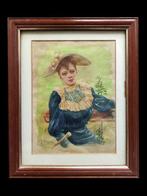 Francisco Miralles y Galup (1848-1901) - Dama con sombrero, Antiek en Kunst, Kunst | Schilderijen | Klassiek