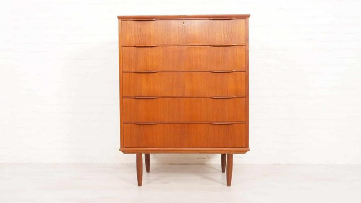 Vintage ladekast | Teak | 6 lades | 111 cm, Huis en Inrichting, Kasten | Ladekasten, Ophalen of Verzenden