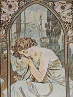 Alfons Mucha wandtapijt LA NUIT - Art Nouveau - Textiel  -, Antiek en Kunst