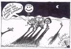 Pentekening Amerika - Irak beleid (lijst optie, Tekeningen), Antiek en Kunst, Verzenden