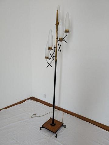 Lampadaire - Fer, Laiton, Verre
