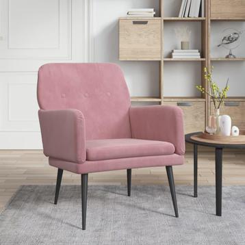 vidaXL Fauteuil 62x79x79 cm fluweel roze, Huis en Inrichting, Fauteuils, Verzenden, Nieuw