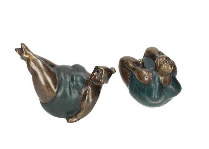 Sculpture, acrobatische vrouwen - 15 cm - Bronze, Antiek en Kunst, Kunst | Designobjecten
