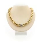 18 Krt. Bicolor gouden ketting met saffier en diamant 0,9..., Gebruikt, Overige kleuren, Ophalen of Verzenden, Met edelsteen