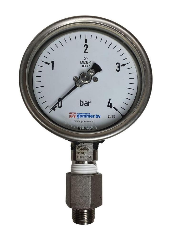 Gommer BV Pressure Gauge 0-4 Bar ±1.0% of full scale Lowe.., Bricolage & Construction, Bricolage & Rénovation Autre, Envoi