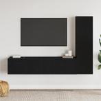 vidaXL Tv-meubelset 4 pcs Zwart Eiken 130,5 x 30 x 140 cm, Huis en Inrichting, Kasten |Televisiemeubels, Verzenden, Nieuw