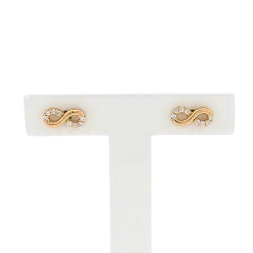 Gouden oorstekers met zirconia | Infinity, Handtassen en Accessoires, Oorbellen, Overige kleuren, Gebruikt, Met edelsteen, Goud