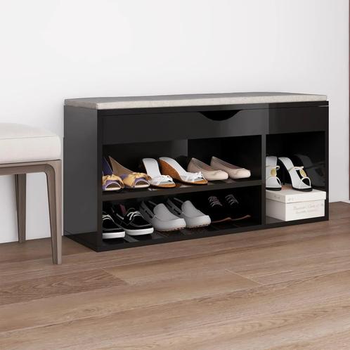 vidaXL Schoenenbank met kussen 104x30x49 cm hout hoogglans, Huis en Inrichting, Kasten | Schoenenkasten, Nieuw, Verzenden