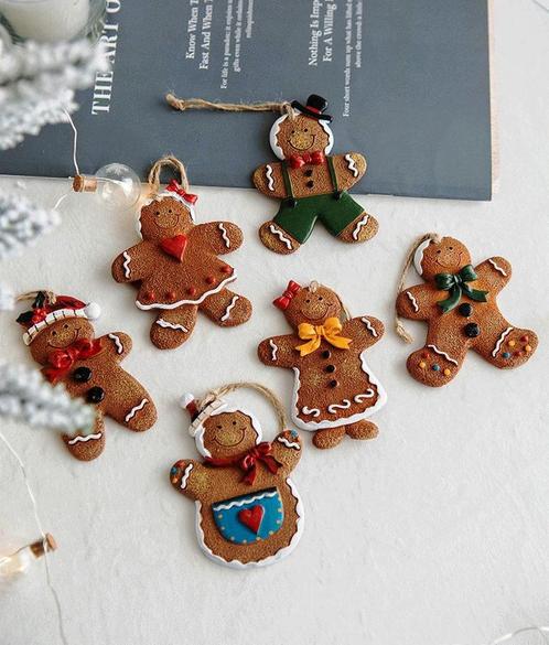 6-Delige Peperkoek Man Kerstboomversiering Hanger Set, Verzamelen, Overige Verzamelen, Verzenden