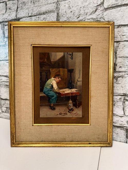 Vincenzo Irolli (1860-1949) - Chirichetto alla lettura, Antiek en Kunst, Kunst | Schilderijen | Klassiek