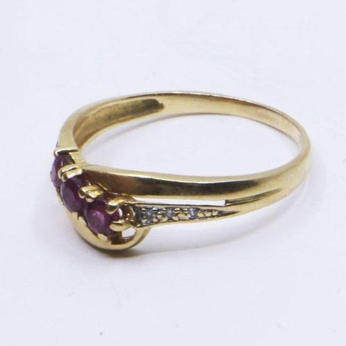 Ring - 18 karaat Geel goud - 0.33ct. tw. Robijn - Diamant -, Handtassen en Accessoires, Ringen