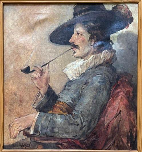 János Várnay (1865–1917) - Ritratto di gentiluomo con pipa, Antiek en Kunst, Kunst | Schilderijen | Klassiek
