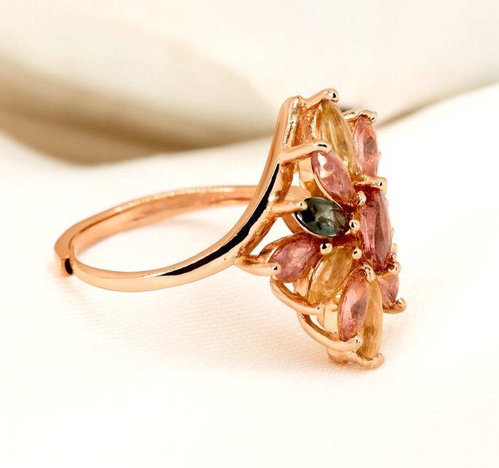 Zonder Minimumprijs - Ring Verguld, Zilver Toermalijn - 18kt, Handtassen en Accessoires, Ringen