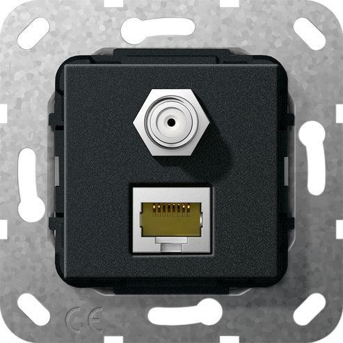 Gira RJ45 Cat6A Réseau Et Prise Combo SAT-F Noire - 569710, Bricolage & Construction, Électricité & Câbles, Envoi