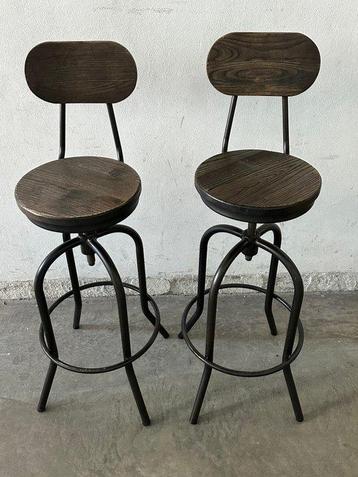 Tabouret - Bois de pin - Paire de tabourets - style rétro