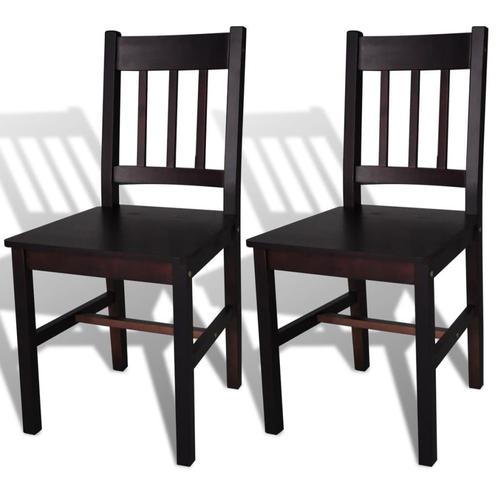 vidaXL Eetkamerstoelen 2 st grenenhout donkerbruin, Huis en Inrichting, Stoelen, Nieuw, Verzenden