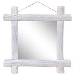 vidaXL Miroir à bûches Blanc 70x70 cm Bois de, Maison & Meubles, Accessoires pour la Maison | Miroirs, Verzenden, Neuf