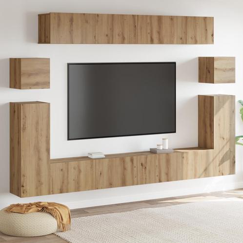 vidaXL Tv-meubelset 8 pcs Ambachtelijk eiken Medium Bewerkt, Huis en Inrichting, Kasten |Televisiemeubels, Nieuw, Verzenden