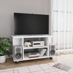 vidaXL Meuble TV avec roulettes blanc 80x40x45 cm bois, Neuf, Verzenden