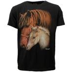 Merrie en Veulen Twee Paarden T-Shirt Zwart, Nieuw