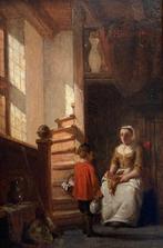 Hendrik Johannes Scheeres (1829-1864) - Moeder met kind in, Antiek en Kunst