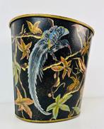 Mand - Handbeschilderde mand/plantenbak met exotische vogels, Antiek en Kunst