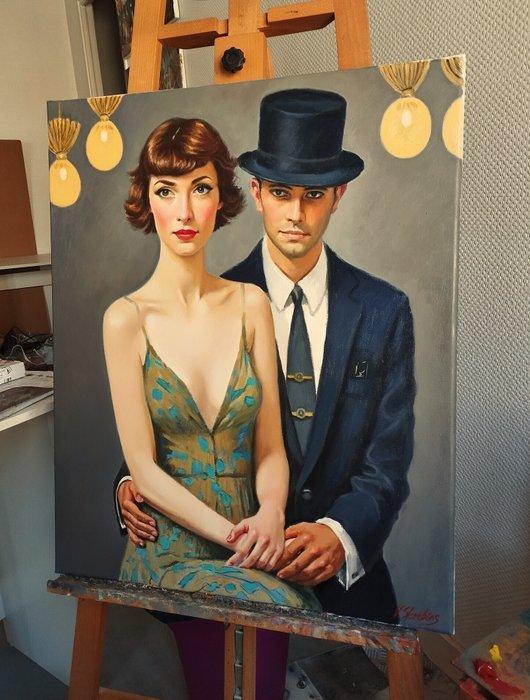 Valentin Skribins (XX) - A Careful Trust, Antiek en Kunst, Kunst | Schilderijen | Klassiek