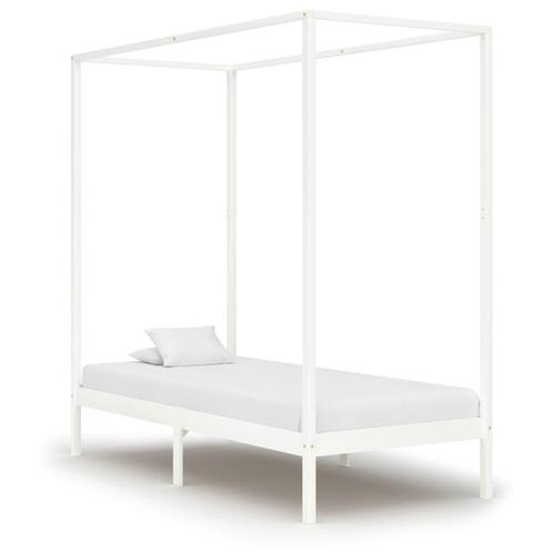 vidaXL Cadre de lit à baldaquin Blanc Bois de pin massif, Maison & Meubles, Chambre à coucher | Lits, Neuf, Envoi