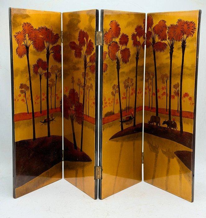 Bybu kamerscherm - Met de hand beschilderd - Hout, Antiek en Kunst, Curiosa en Brocante