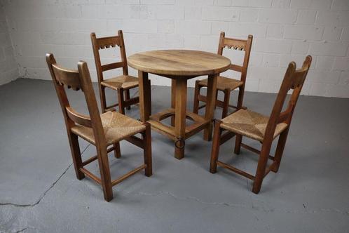 Brutalist solid oak dining room set, Huis en Inrichting, Tafels | Eettafels