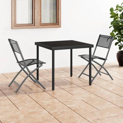 vidaXL Tuinstoelen inklapbaar 2 st staal en textileen zwart, Tuin en Terras, Tuinstoelen, Nieuw, Verzenden