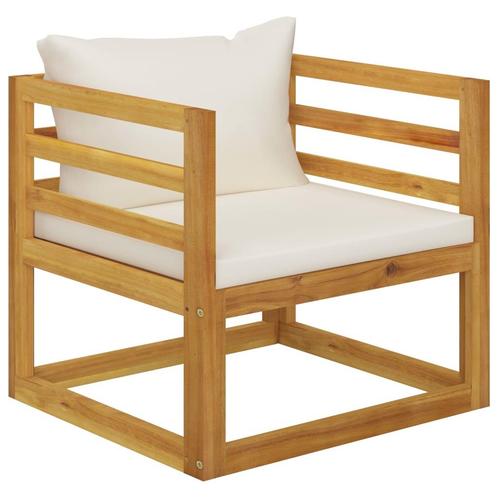 vidaXL Chaise de jardin avec coussins crème Bois, Jardin & Terrasse, Ensembles de jardin, Neuf, Envoi