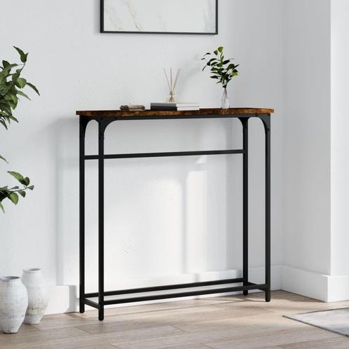 vidaXL Wandtafel 75x19,5x75 cm bewerkt hout gerookt, Huis en Inrichting, Tafels | Bijzettafels, Nieuw, Verzenden
