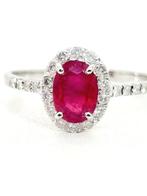 Ring - 18 karaat Witgoud Robijn - Diamant, Handtassen en Accessoires, Ringen, Nieuw