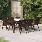 vidaXL 7-delige Tuinset bruin en zwart, Verzenden, Nieuw, Tuinset
