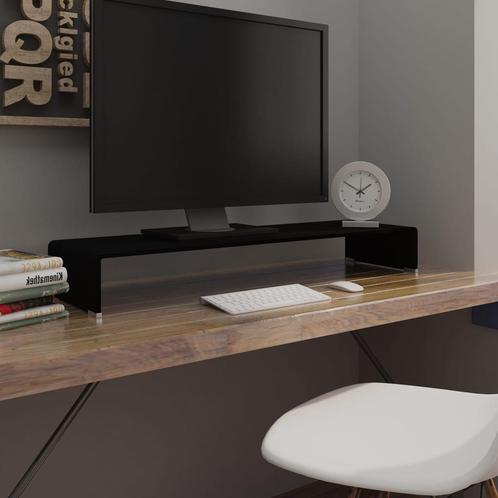 vidaXL TV-meubel/monitorverhoger zwart 100x30x13 cm glas, Maison & Meubles, Armoires | Mobilier de télévision, Envoi